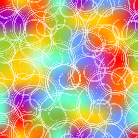 Seamless mottled background in gaudy colors with white swirlsのイラスト素材