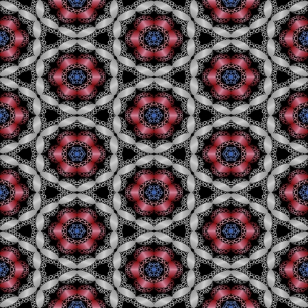 Hexagonal patterned background in art deco style in white, red, blueの写真素材