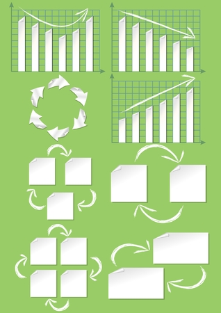 A set of presentation infographic elements in cutting paper design with grunge arrowsのイラスト素材