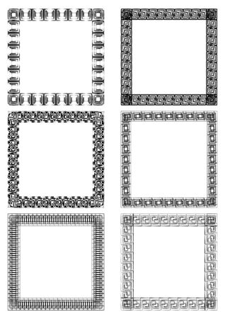 A set of vintage art deco square frames in white and black designのイラスト素材