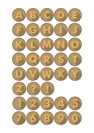 Set of alphabet in modern flat design with long shadow, nostalgic colorsのイラスト素材