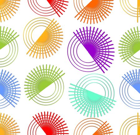 Modern seamless abstract background with rotating colorful circle elements in rainbow designのイラスト素材