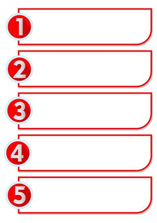Workflow in five steps with numbers one, two, three, four, five stairs in red circle labelsのイラスト素材