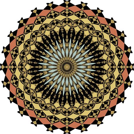 Geometric symmetric colorful rosette in art deco style with fragment elementsのイラスト素材