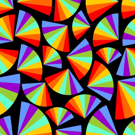 Abstract seamless background with rainbow fans in the dark areaのイラスト素材