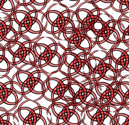Seamless background with red intersecting circles on white areaのイラスト素材