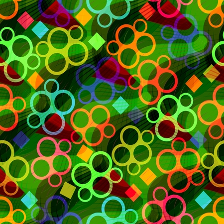 Cheerful background with stuck rings elements and squaresの写真素材