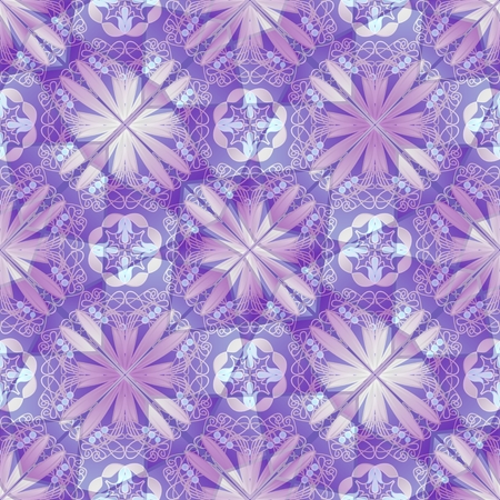 Purple decorative background tile with geometric floral motifの写真素材