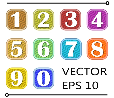Set of artistic number label in different color on wavy background, for infographic template designのイラスト素材