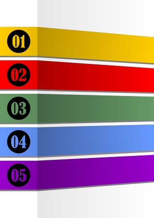 Infographic template for presentation of five options or steps with blank frames for own message in paper strip designのイラスト素材