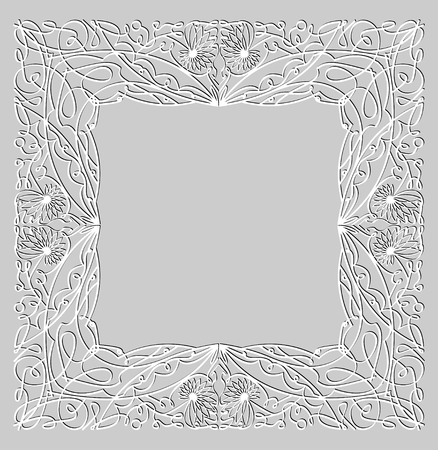 Decorative calligraphic square frame with vintage patterns for invitationのイラスト素材