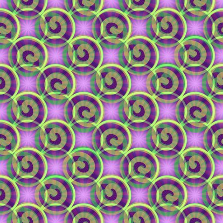 Abstract background with spiral and star elements in purple and greenの写真素材