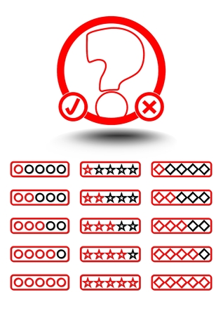 Set of quiz elements - quiz emblem and button to select difficulty, EPS10 vectorのイラスト素材