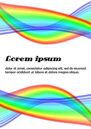Abstract leaflet template with blending rainbow waves in mirror composition. For use as background of flyer, leaflet, poster, brochure, paperback, report, announcement, invitation,のイラスト素材