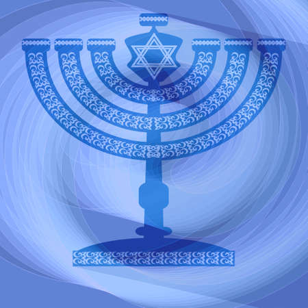Jewish traditional candlestick in blue abstract design, computer generated imageの写真素材