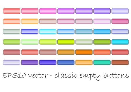 Set of classic empty web buttons in different color shades. Useful for hover effect. Soft and vivid color gradient, fine frame.のイラスト素材