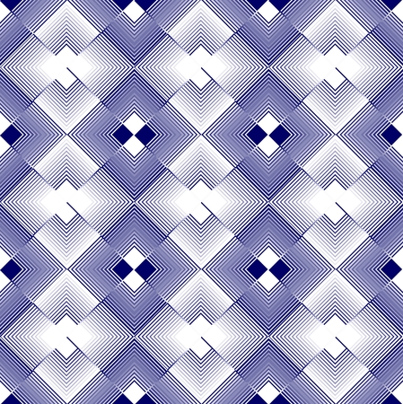 White and blue rhomboid regular patterns in inverse repeating designのイラスト素材