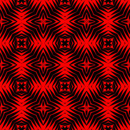 High contrasting modern regular seamless patterns in black and vivid redの写真素材