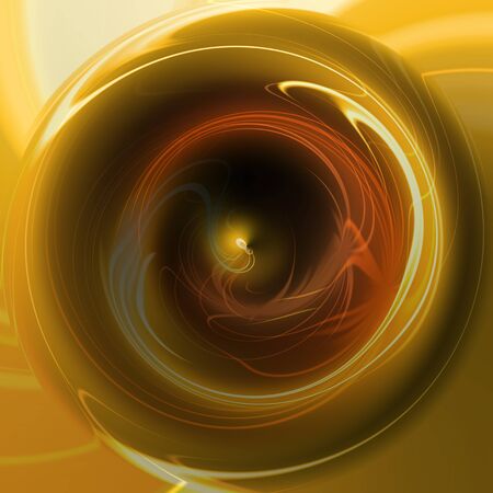 Circle polished brass metallic structure with reflectionsの写真素材