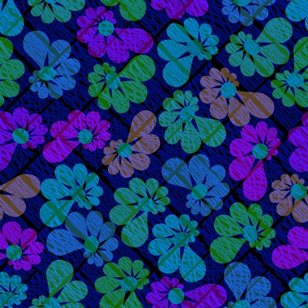 Dark blue low contrasting background with blossom elementsの写真素材