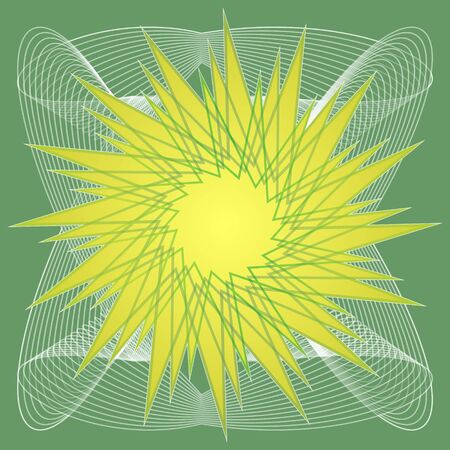 Abstract background with light green star shape on white curves on green areaのイラスト素材