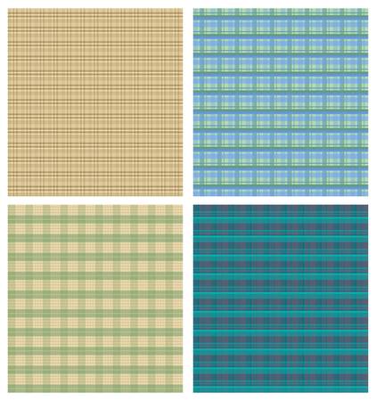 Tartan background sampler, four checkered backgrounds in different color variantsのイラスト素材
