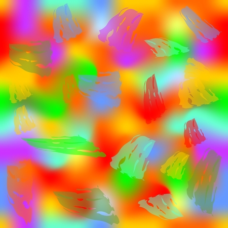 Grunge seamless modern abstract background with blurry splashes and semitransparent brush strokes in psychedelic vivid colors, wild color combinationのイラスト素材