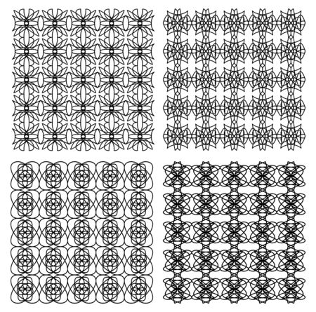 Black and white vintage geometric patterns collection, fine ornamentのイラスト素材