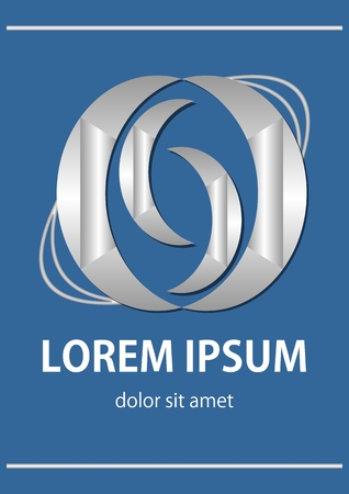 Silver metallic design on blue background.のイラスト素材