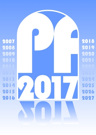 Modern Happy new year 2017 template in blue design, pour feliciter 2017 in blue design, useful for corporate purposes, typographic effect in gate shape, mirror effectのイラスト素材