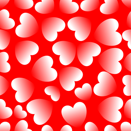 Gradient heart shape seamless background. White hearts on red area.のイラスト素材