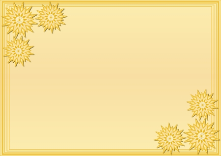 Yellow frame with stylized geometric flower in corner, blank area for own message, vector EPS 10のイラスト素材