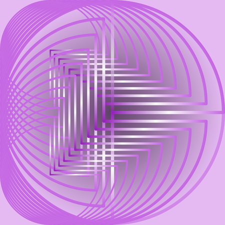 Abstract circle shape, light purple curves on pink backgroundのイラスト素材