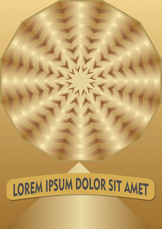 Golden abstract background with circle shape in optical art style, luxurious design elementのイラスト素材