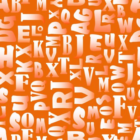 Orange patterns composed of gradient letters, seamless vector background in grunge styleのイラスト素材
