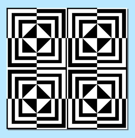 Monochrome tile in black and white, inverse effect, optical art patternsのイラスト素材
