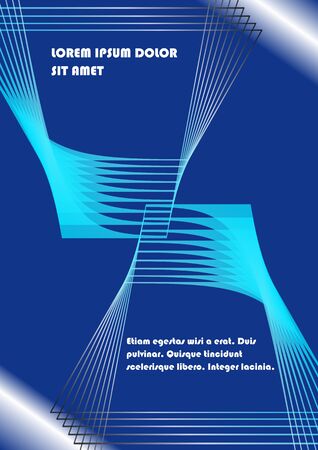 Abstract outline background in dark blue, light curves on dark area, place for own message, headline. Leaflet, flyer, bill, poster, cover design.のイラスト素材