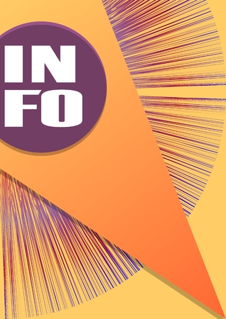 Info book cover in yellow and orange design, purple rays and overlapping triangle shapeのイラスト素材