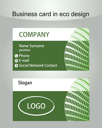Business card template in green design useful for ecologic or environmental institutionのイラスト素材