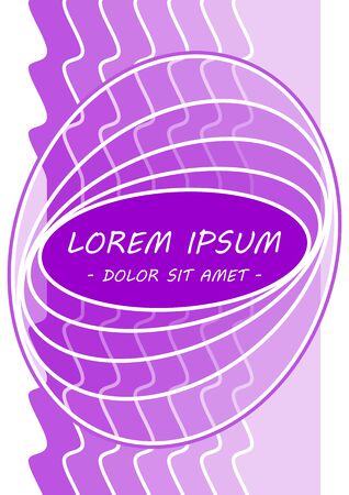 Trendy purple abstract flyer template. Background with waves and ovals, overlapping line patterns, leaflet or cover design with place for own text, vector EPS 10のイラスト素材