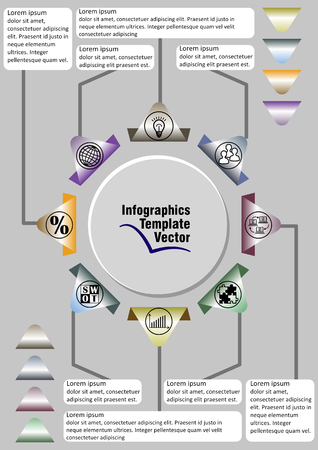 Infographic template abstract with icons and copy space, gray design with colorful elements, vector EPS10のイラスト素材