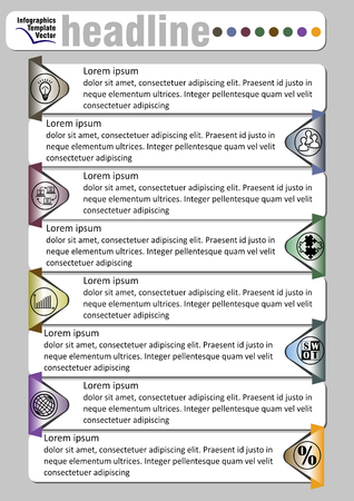 Infographic document template abstract with icons and copy space, headline, gray design with colorful elements, vector EPS10のイラスト素材