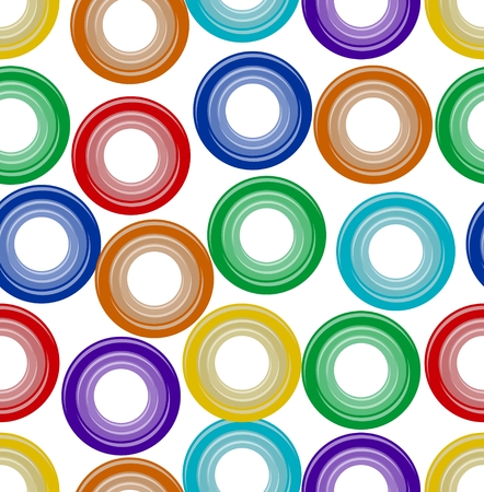 Background seamless with rainbow plastic embossed circle shapes on white backgroundのイラスト素材
