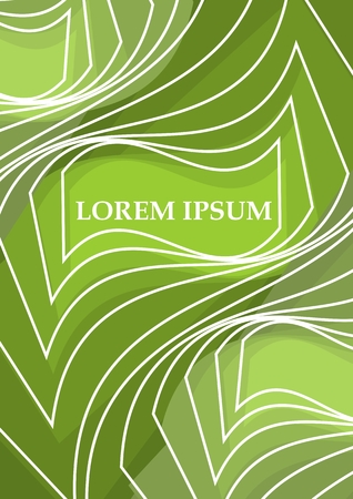 Green leaflet, poster, cover, flyer, paperback template with cambered abstract shape repeating on areaのイラスト素材