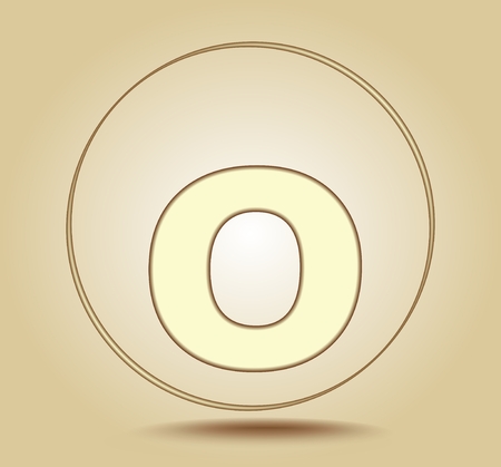Letter O lowercase, round golden icon on light golden gradient background. Social media icon. Vector illustrationのイラスト素材