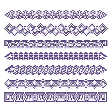 Set of strip patterns, purple ornament, color can be easy changed, border elements, fine structure, vector designのイラスト素材