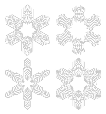 Set of simple geometric design elements, gray shapes on white background, collection of beautiful decorative patternsのイラスト素材