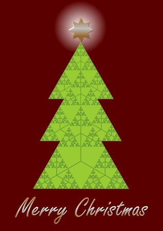 Christmas tree, fractal designed christmas card. Sierpinki triangle fractal composed as christmas tree. Unusual modern design for any computer company.のイラスト素材