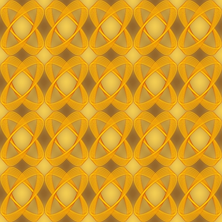 Golden brocade abstract seamless background with semitransparent ovals, luxurious textile design with 3d effectの写真素材