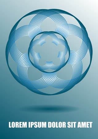 Modern background with circle abstract shape, book cover or leaflet design template, petroleum blue design with 3d effect and shadowの写真素材